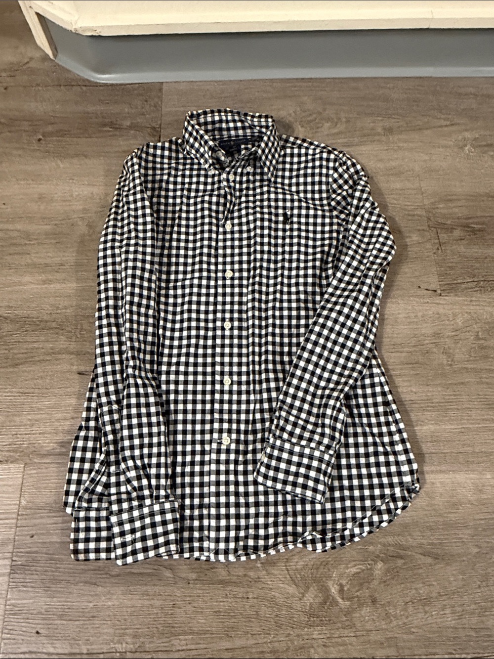 Ralph Lauren Black and White Gingham Button-Down Shirt